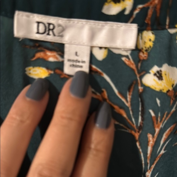 DR2 Blue Flutter Sleeve Blouse with Mandarin Collar - Picture 2 of 4